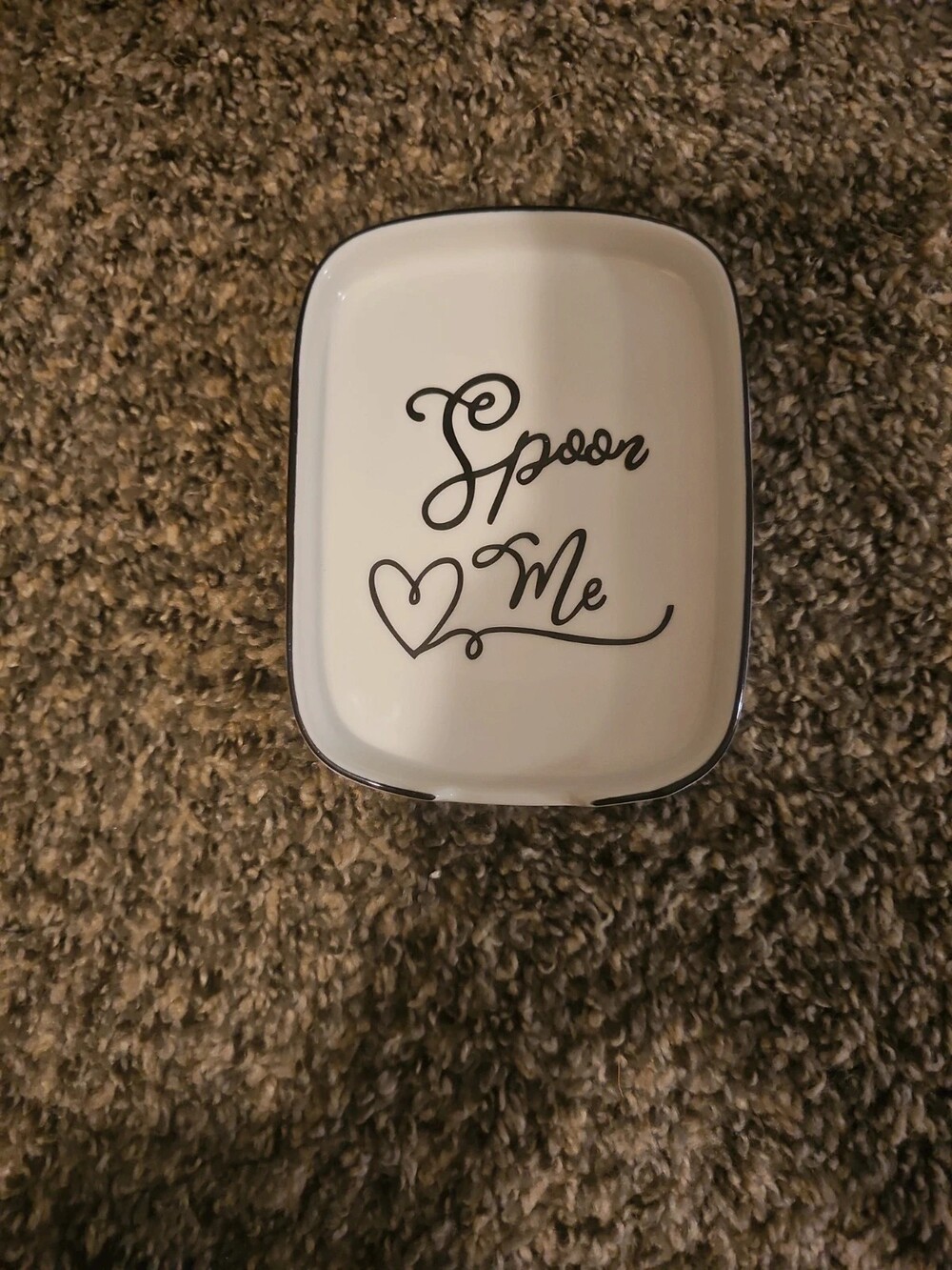 Yodurn Ceramic Spoon Rest - "Spoon Me" Cute Graphic, Black & White Kitchen Decor